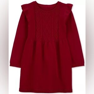 Carter’s Toddler Girl’s Cotton Red Holiday Woven Knit Sweater Dress Size 2T